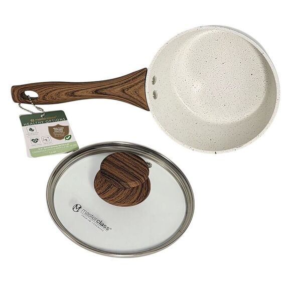 Masterclass Cookware Healthier Ceramic Coating Saucepan With Lid 1.2QT 6.5"Creme - Picture 3 of 11